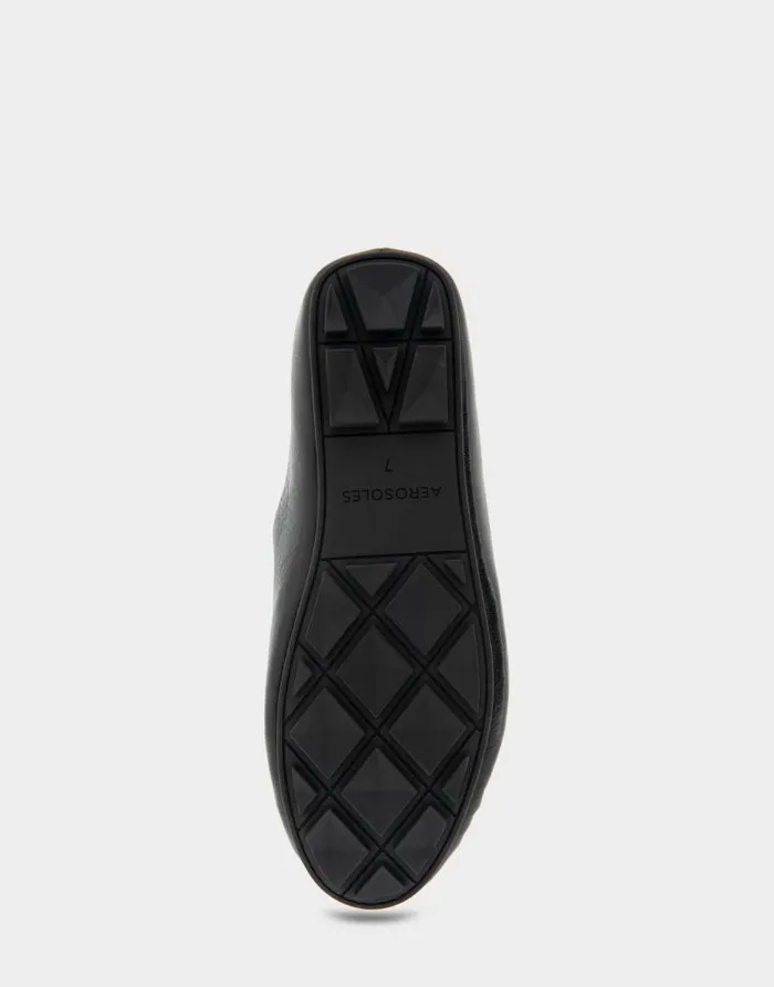 Aerosoles Comfortable Women039s Slip On Driver In Black Leather Black Leather Women Clogs and Mules