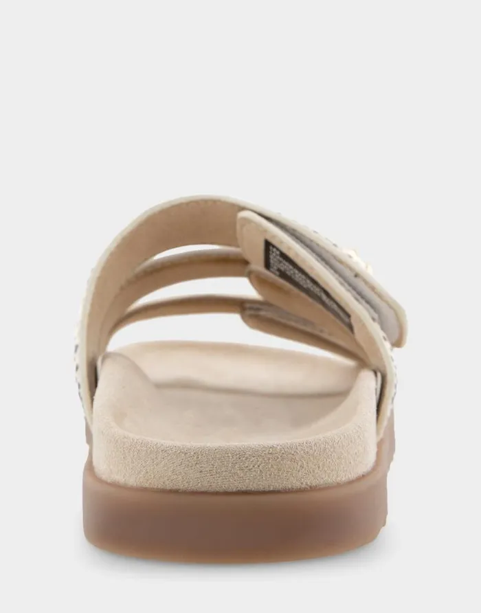 Aerosoles Comfortable Women039s Three Band Footbed Sandal In Gold Metallic Leather Gold Metallic Multi Leather Women Clogs and Mules