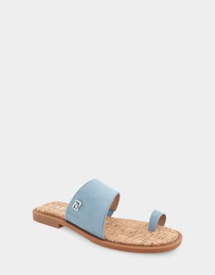 Aerosoles Comfortable Women039s Toe Ring Sandal In Dusty Blue Faux Suede Faux Suede Dusty Blue Faux Suede Women Clogs and Mules