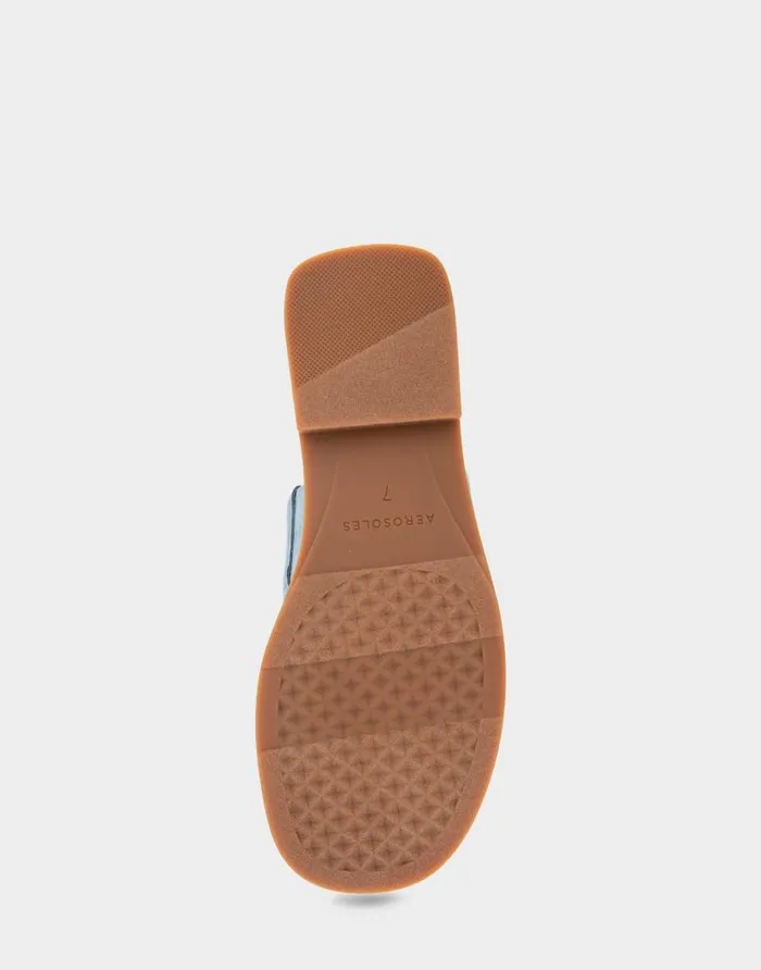 Aerosoles Comfortable Women039s Toe Ring Sandal In Dusty Blue Faux Suede Faux Suede Dusty Blue Faux Suede Women Clogs and Mules