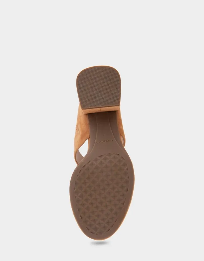 Aerosoles Comfortable Women039s Two Band Block Heel Sandal In Tan Suede Tan Suede Women Dress