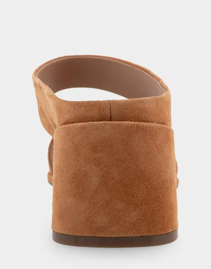 Aerosoles Comfortable Women039s Two Band Block Heel Sandal In Tan Suede Tan Suede Women Dress