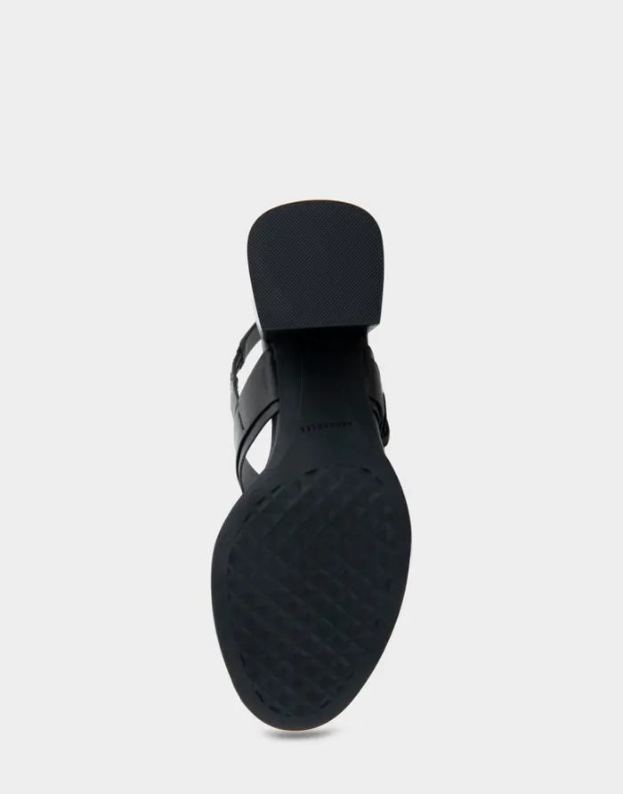 Aerosoles Comfortable Women039s Two Band Slingback Block Heel Sandal In Black Leather Black Leather Women Dress
