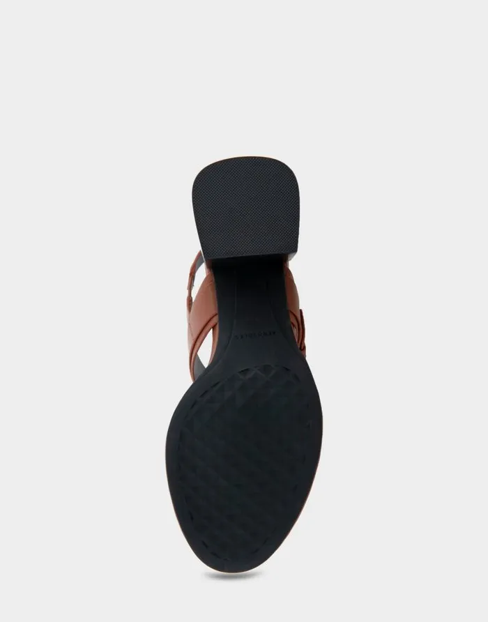 Aerosoles Comfortable Women039s Two Band Slingback Block Heel Sandal In Gingerbread Leather Gingerbread Leather Women Dress