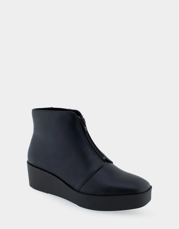 Aerosoles Comfortable Women039s Wedge Heel Ankle Boot In Black Faux Leather Black Faux Leather Women Wedges