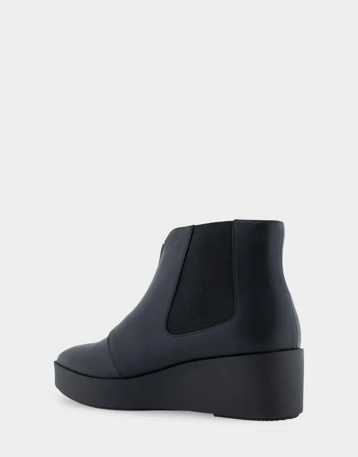 Aerosoles Comfortable Women039s Wedge Heel Ankle Boot In Black Faux Leather Black Faux Leather Women Wedges