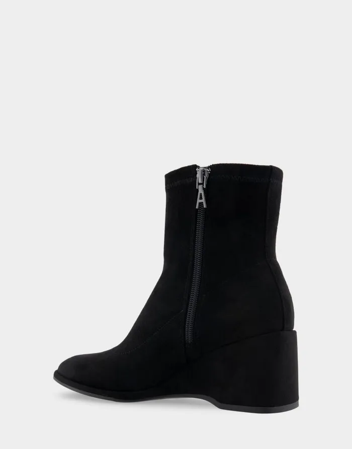 Aerosoles Comfortable Women039s Wedge Heel Ankle Boot In Black Faux Suede Black Faux Suede Women Ankle Boots