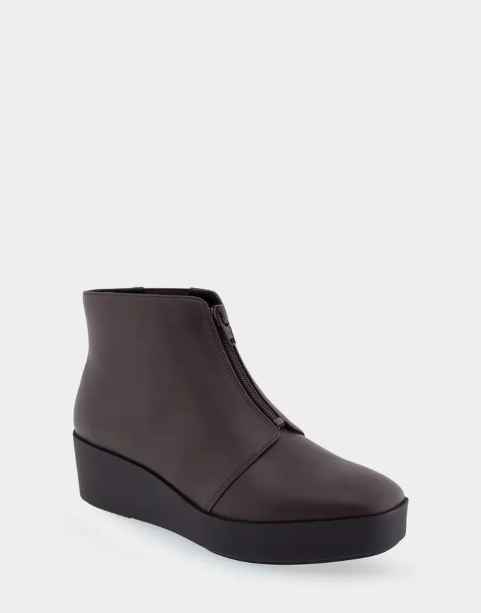 Aerosoles Comfortable Women039s Wedge Heel Ankle Boot In Brown Faux Leather Java Faux Leather Women Wedges
