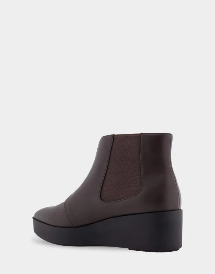Aerosoles Comfortable Women039s Wedge Heel Ankle Boot In Brown Faux Leather Java Faux Leather Women Wedges
