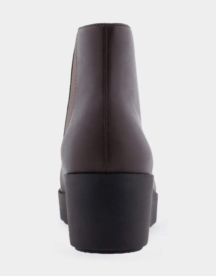 Aerosoles Comfortable Women039s Wedge Heel Ankle Boot In Brown Faux Leather Java Faux Leather Women Wedges