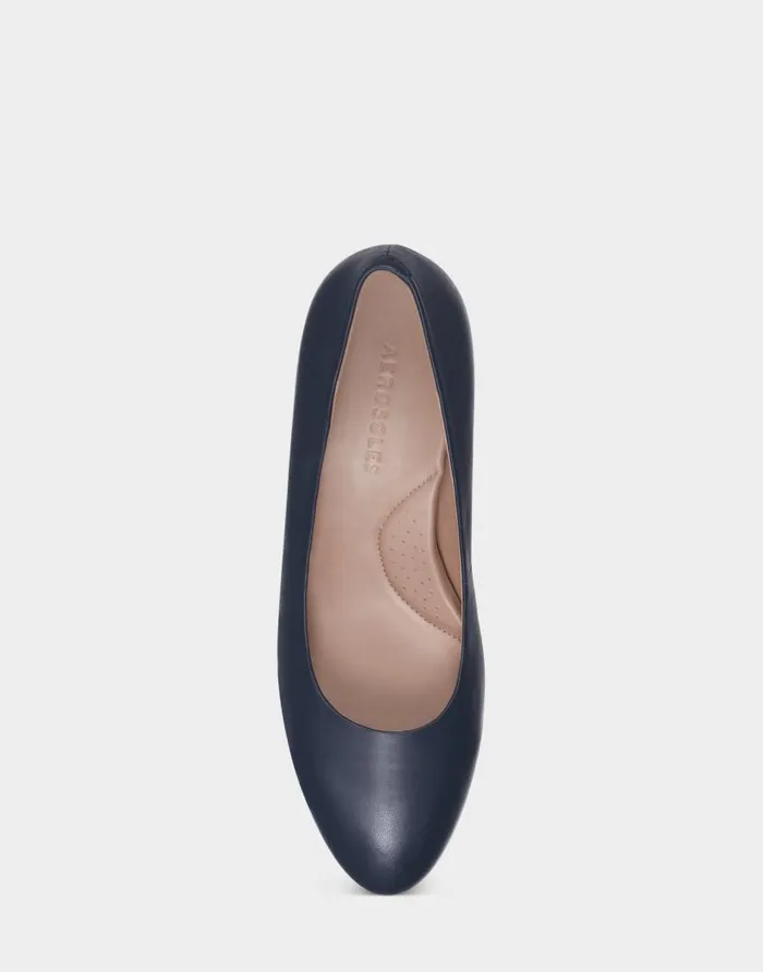 Aerosoles Comfortable Women039s Wedge In Blue Genuine Leather Navy Leather Women Pumps