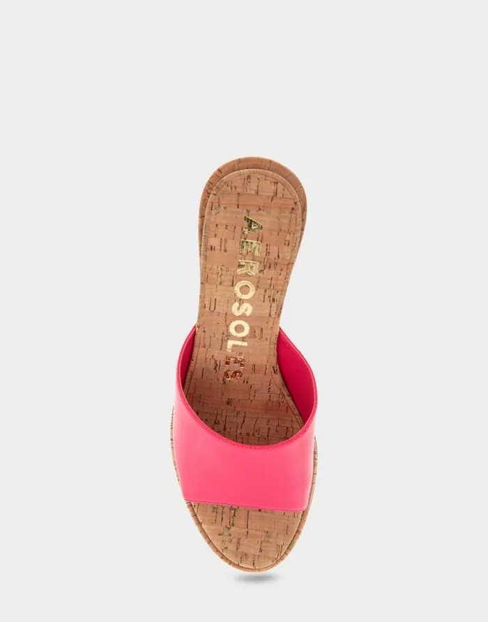 Aerosoles Comfortable Women039s Wedge Slide Sandal In Virtual Pink Patent Faux Leather Virtual Pink Patent Faux Leather Women Slides