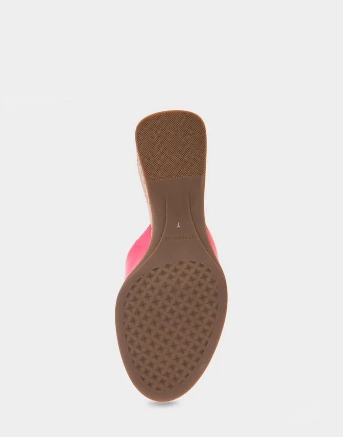 Aerosoles Comfortable Women039s Wedge Slide Sandal In Virtual Pink Patent Faux Leather Virtual Pink Patent Faux Leather Women Slides