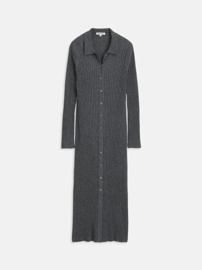 Alex Mill Dresses Skirts Women Long Sleeve Alice Ribbed Dress Medium Heather Grey