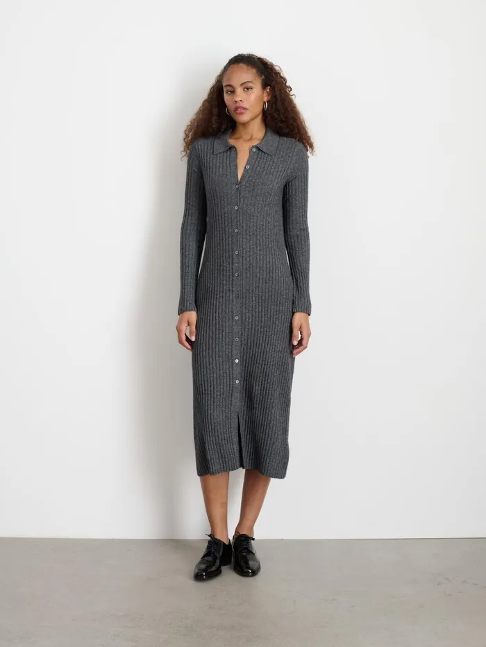 Alex Mill Dresses Skirts Women Long Sleeve Alice Ribbed Dress Medium Heather Grey