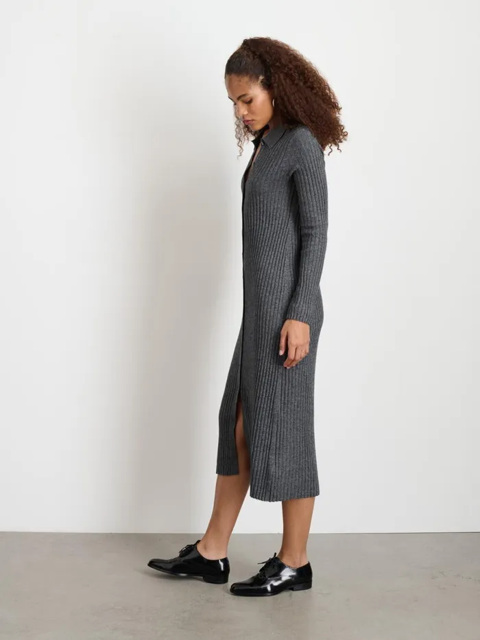 Alex Mill Dresses Skirts Women Long Sleeve Alice Ribbed Dress Medium Heather Grey