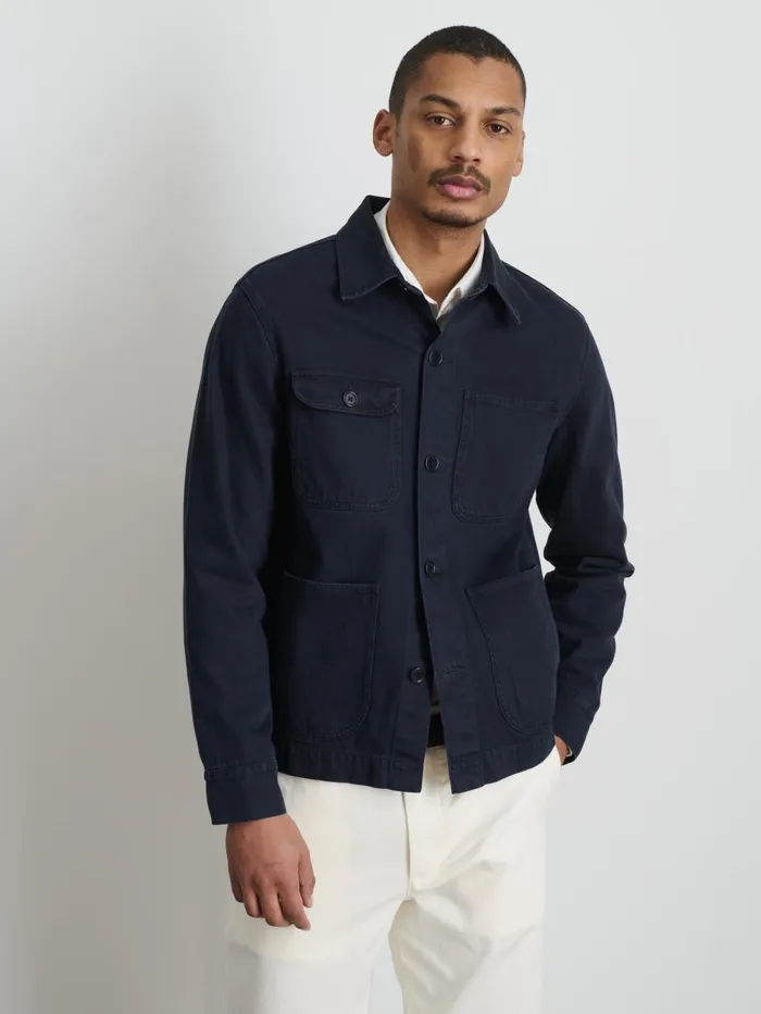 Alex Mill Jackets Coats Men Garment Dyed Work Jacket In Recycled Denim Dark Navy