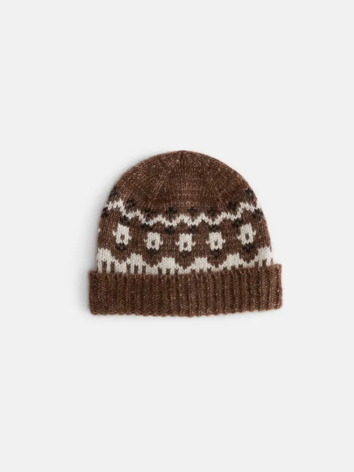 Alex Mill Men Fair Isle Beanie Brown