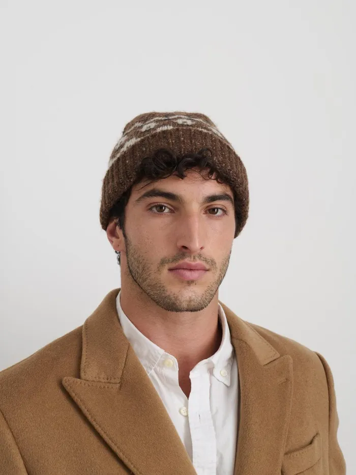 Alex Mill Men Fair Isle Beanie Brown Alex Mill Men Fair Isle Beanie Brown