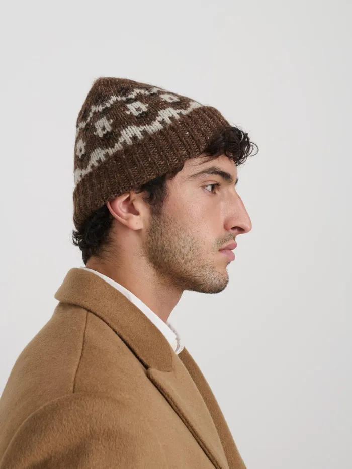Alex Mill Men Fair Isle Beanie Brown Alex Mill Men Fair Isle Beanie Brown