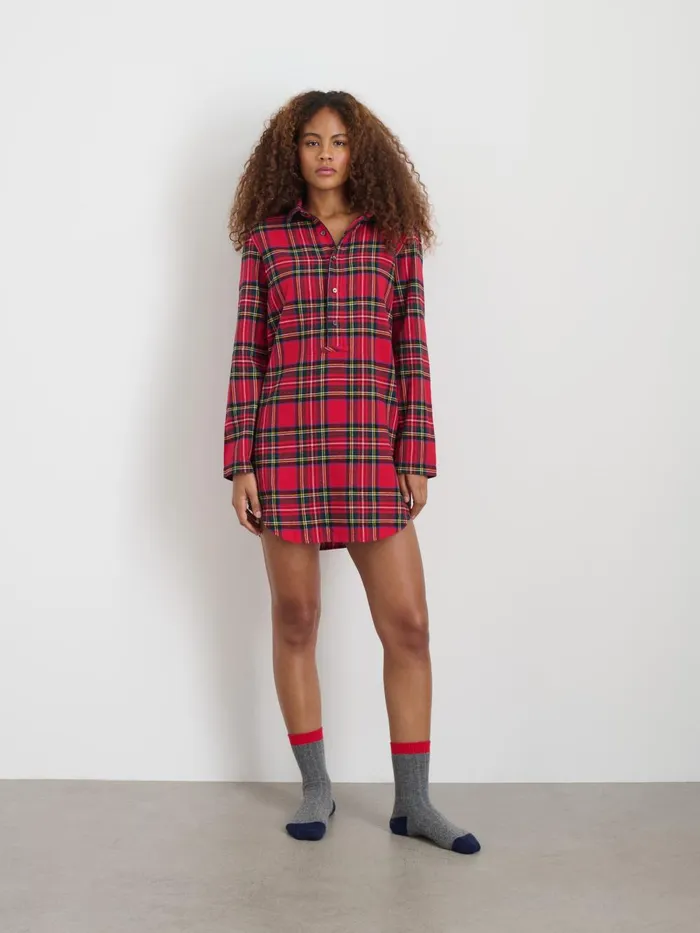Alex Mill Pajamas Slippers Women P039jimmies Night Shirt In Flannel Red Plaid