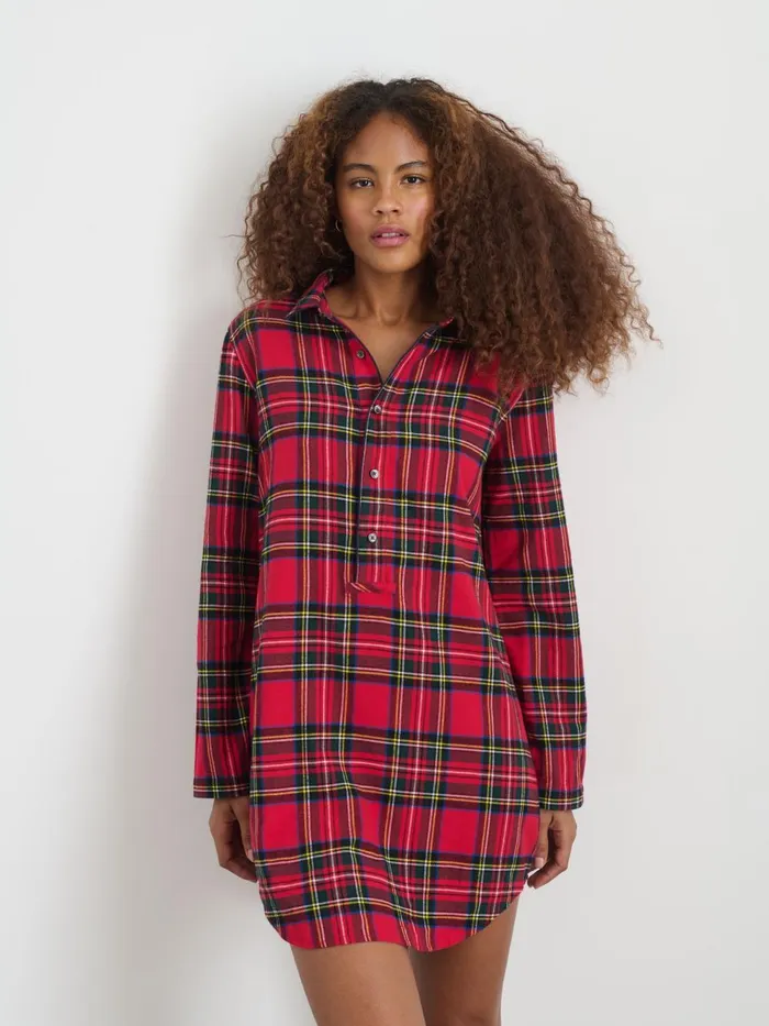 Alex Mill Pajamas Slippers Women P039jimmies Night Shirt In Flannel Red Plaid