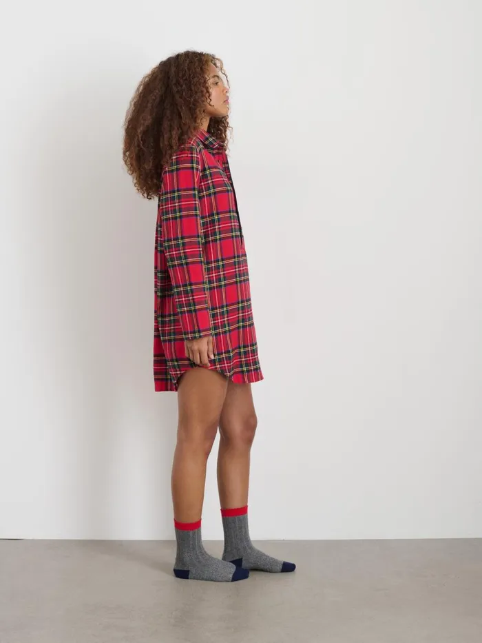 Alex Mill Pajamas Slippers Women P039jimmies Night Shirt In Flannel Red Plaid