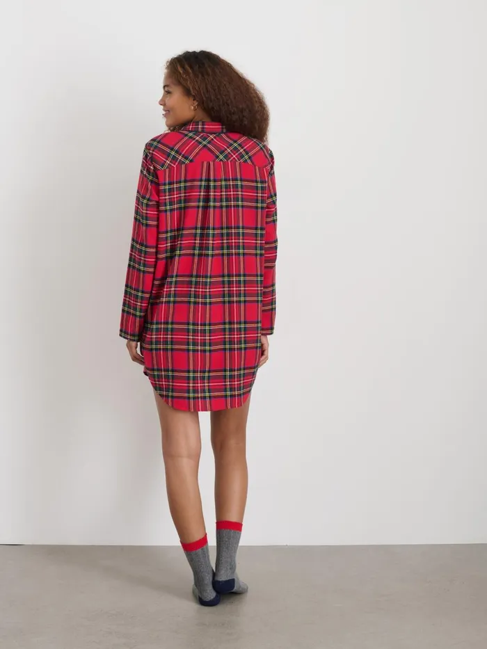 Alex Mill Pajamas Slippers Women P039jimmies Night Shirt In Flannel Red Plaid