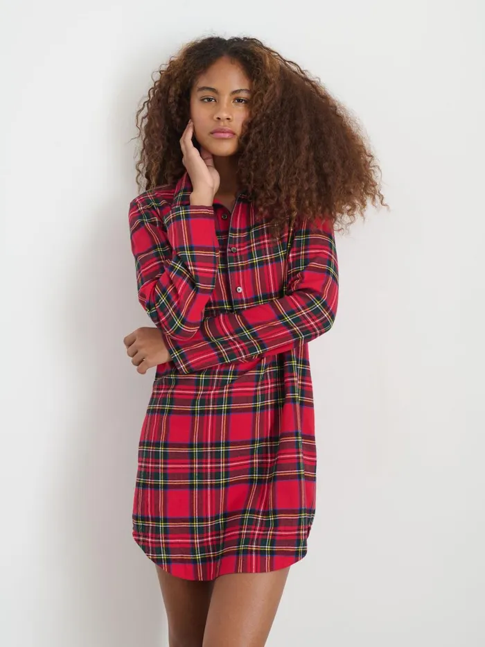 Alex Mill Pajamas Slippers Women P039jimmies Night Shirt In Flannel Red Plaid
