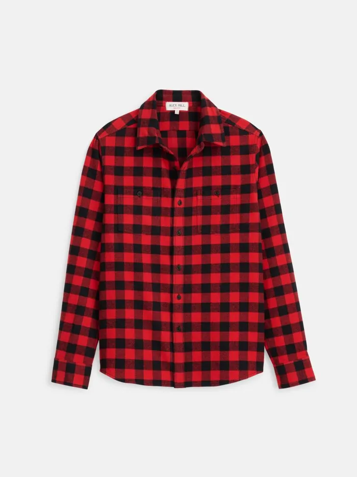 Alex Mill Shirts Men Work Shirt In Plaid Flannel Redblack