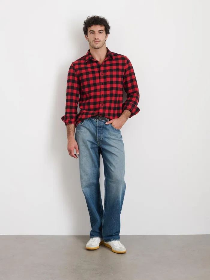 Alex Mill Shirts Men Work Shirt In Plaid Flannel Redblack Alex Mill Shirts Men Work Shirt In Plaid Flannel Redblack