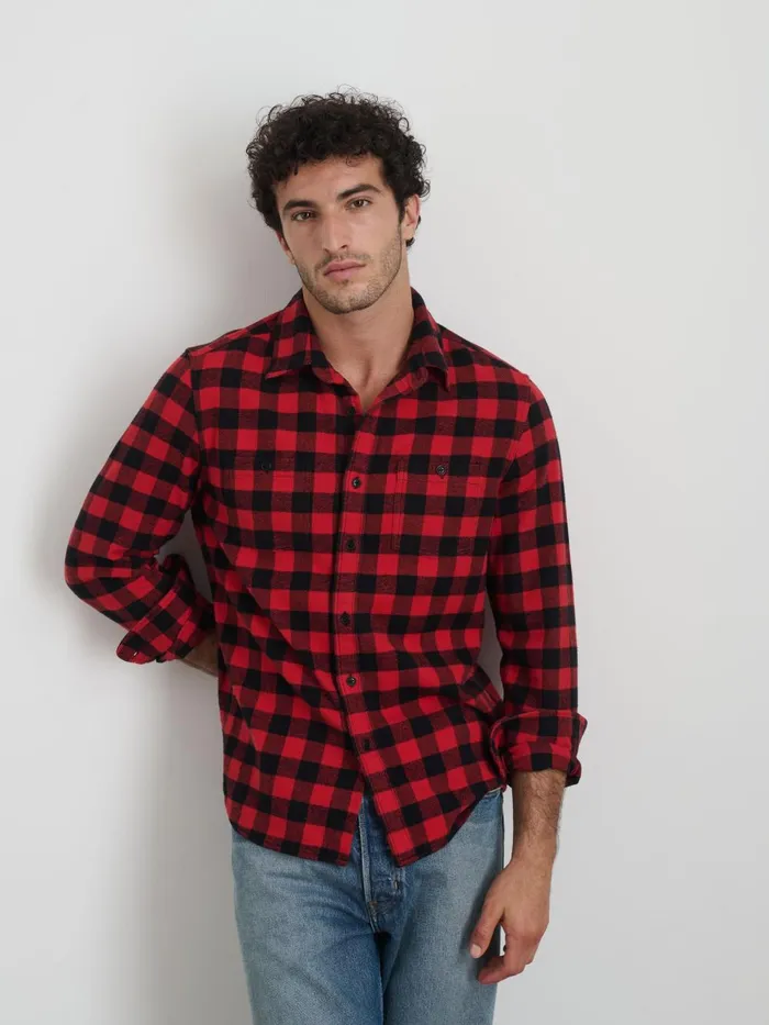 Alex Mill Shirts Men Work Shirt In Plaid Flannel Redblack Alex Mill Shirts Men Work Shirt In Plaid Flannel Redblack