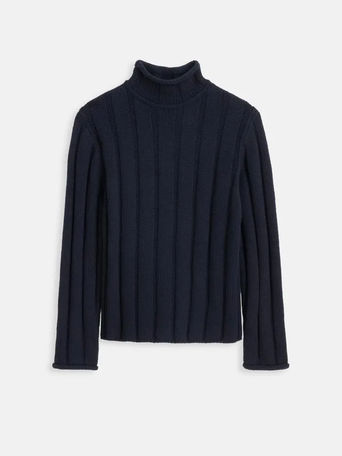 Alex Mill Sweaters Sweatshirts Men Mateo Roll Neck Sweater In Ribbed Wool Cotton Dark Navy