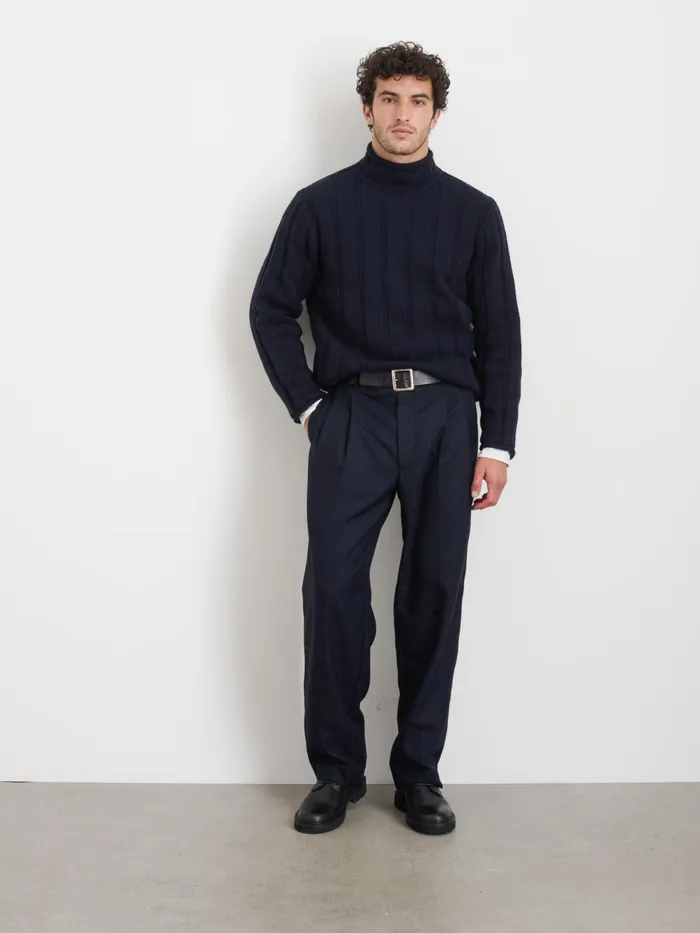 Alex Mill Sweaters Sweatshirts Men Mateo Roll Neck Sweater In Ribbed Wool Cotton Dark Navy