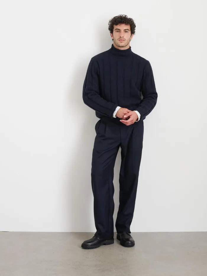 Alex Mill Sweaters Sweatshirts Men Mateo Roll Neck Sweater In Ribbed Wool Cotton Dark Navy