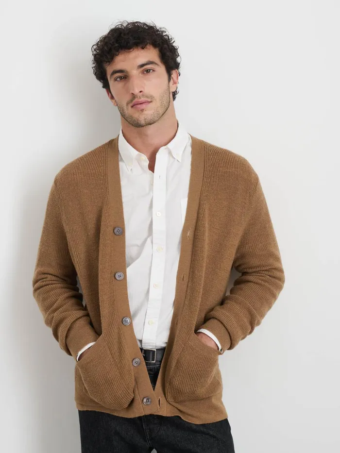 Alex Mill Sweaters Sweatshirts Men Samuel Cardigan In Wool Camel