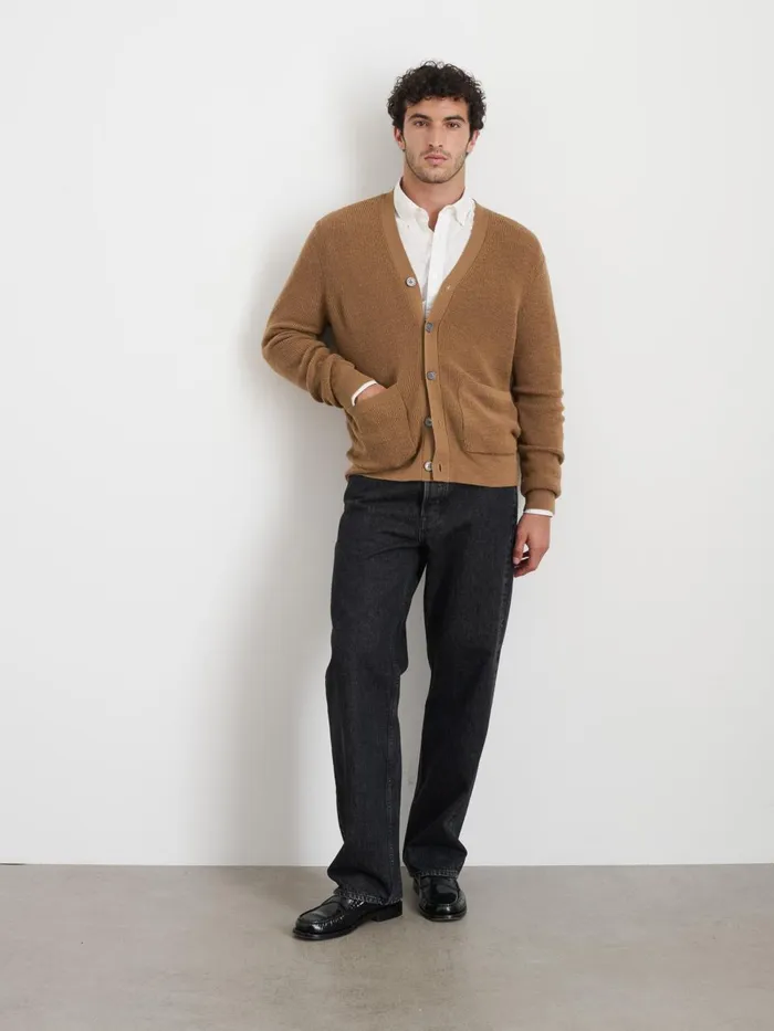 Alex Mill Sweaters Sweatshirts Men Samuel Cardigan In Wool Camel