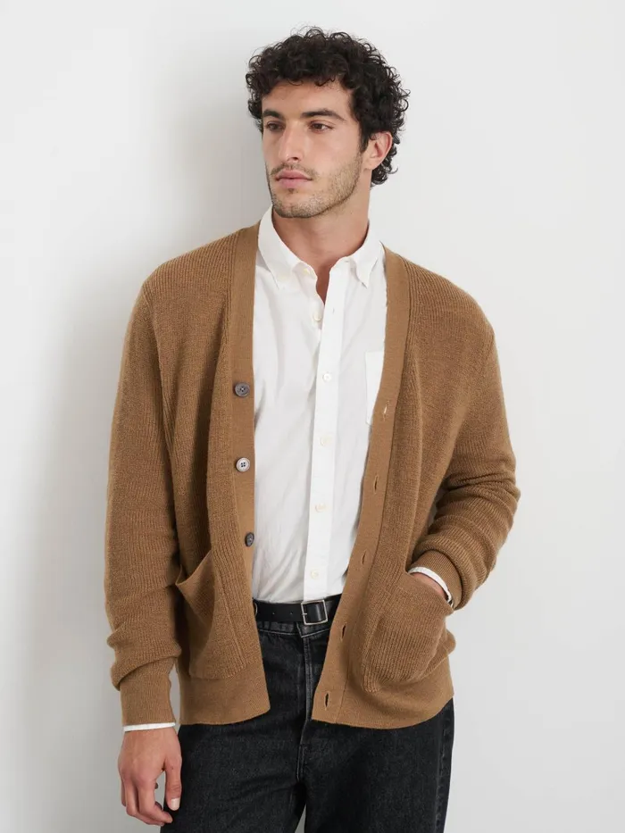 Alex Mill Sweaters Sweatshirts Men Samuel Cardigan In Wool Camel