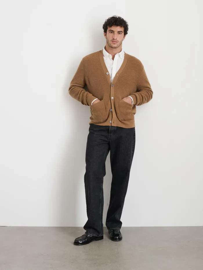 Alex Mill Sweaters Sweatshirts Men Samuel Cardigan In Wool Camel