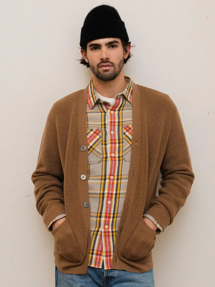 Alex Mill Sweaters Sweatshirts Men Samuel Cardigan In Wool Camel