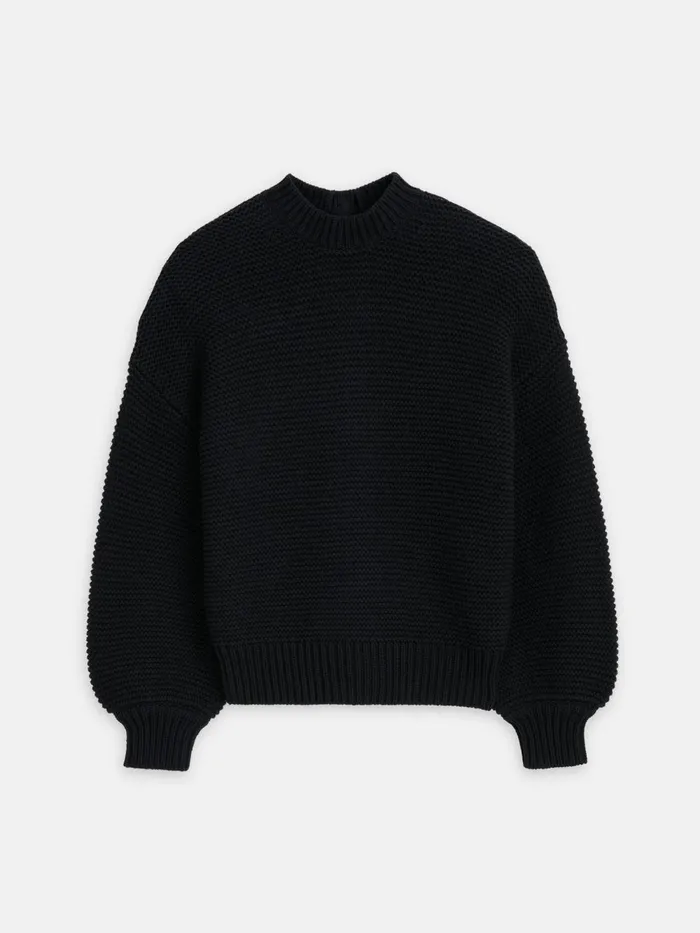 Alex Mill Sweaters Women ButtonBack Crewneck Sweater Black