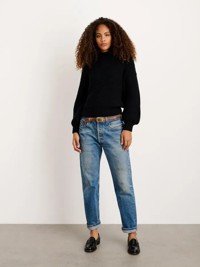 Alex Mill Sweaters Women ButtonBack Crewneck Sweater Black