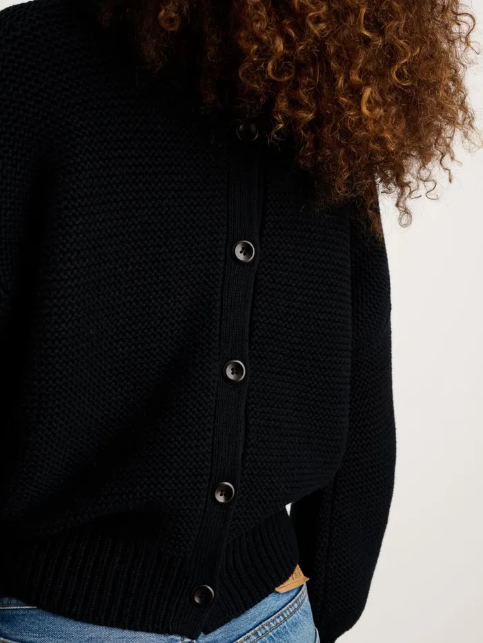 Alex Mill Sweaters Women ButtonBack Crewneck Sweater Black