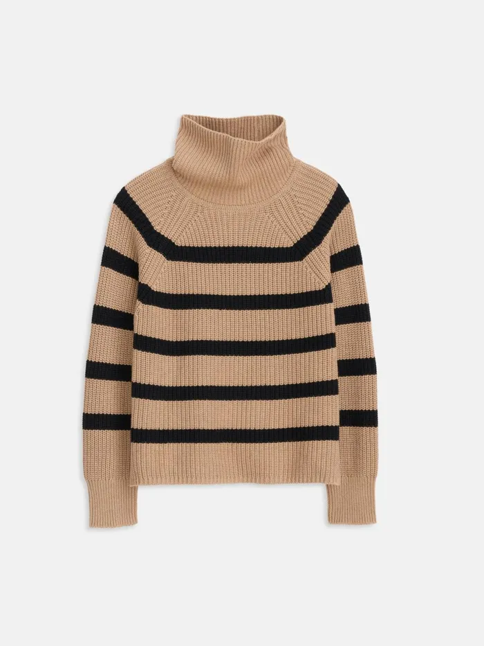 Alex Mill Sweaters Women Chelsea Striped Turtleneck In Cotton Cashmere Camelblack