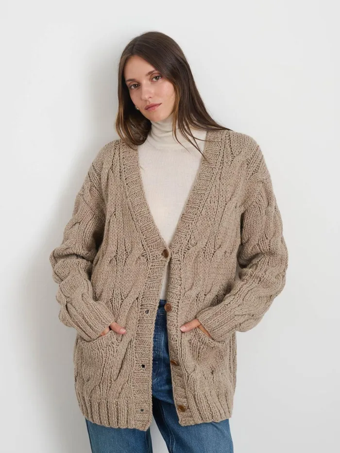 Alex Mill Sweaters Women Dayana Hand Knit Cardigan In Alpaca Heather Camel