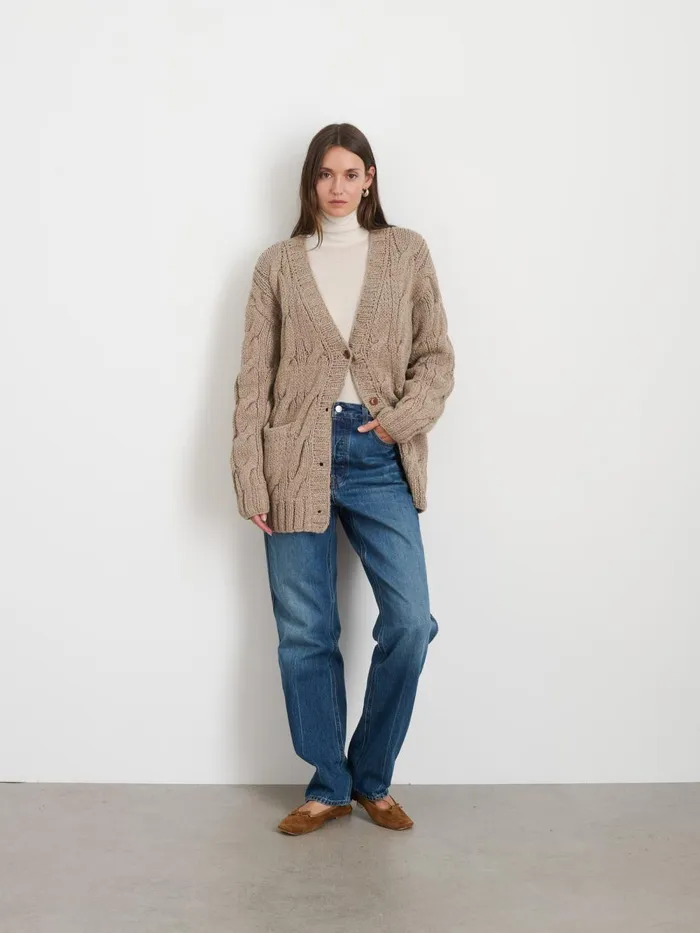 Alex Mill Sweaters Women Dayana Hand Knit Cardigan In Alpaca Heather Camel