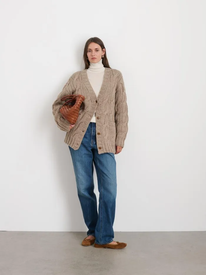 Alex Mill Sweaters Women Dayana Hand Knit Cardigan In Alpaca Heather Camel