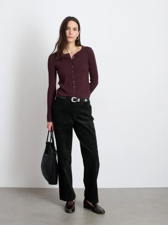 Alex Mill Sweaters Women Kristin Ribbed Cardigan Mahogany