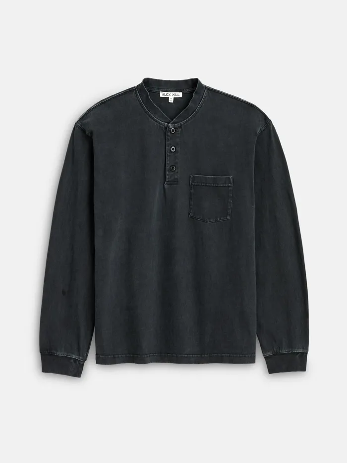 Alex Mill Tees Polos Men Alan Henley In Heavyweight Cotton Washed Black