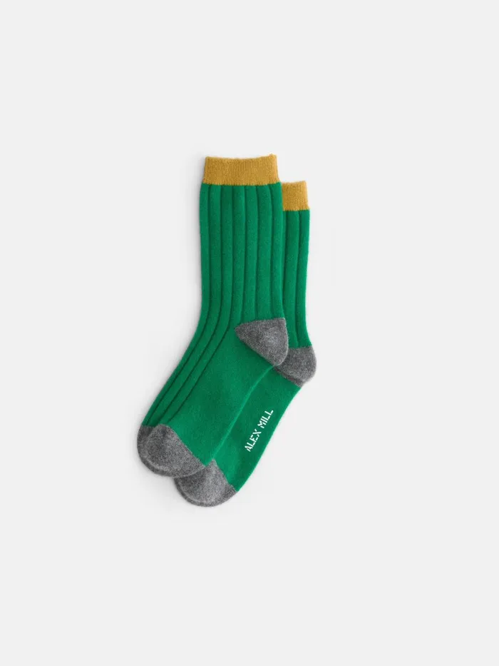 Alex Mill Women Cashmere Socks Greenheather Greygold